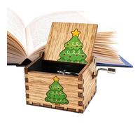 Christmas Music Box - 2.56x1.50x1.97 Inches Carved Wood Musical Box, Wood Hand Crank Decoration, Festive Musical Crafts For Enthusiasts | Collectors Homes Decorators Mantel Offices