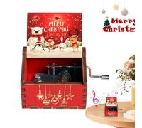 Christmas Music Box,Classical Carved Wooden Hand-Cranked Music Box - Christmas Wood, for Boy Girl Family Friend Birthday Valentine's Day