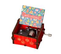 Christmas Music Box, Hand Crank Music Box in Engraved Wood, Vintage Engraved Wood Music Box, Merry Christmas Hand Crank Music Box, Painted Wood Music Box, Jingle Bells, Christmas