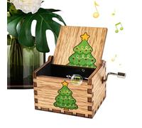 Christmas Music Box - Hand-Cranked Wooden Musical Box With Carved Snowflakes | Plays Silent Night Vintage Holiday Decor, For Adults & Kids, Battery-Free, 4.5" X 3" X 2.5", Portable Holid