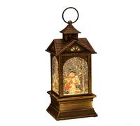 Christmas Music Box Lantern Vintage Design Plays Seasonal Melodies Emits Warm Light Night Light Ornament Brown Plastic 10.2x10.5x23.5CM Home Décor Holiday Gathering Bedroom(B)