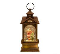 Christmas Music Box Lantern Vintage Design Plays Seasonal Melodies Emits Warm Light Night Light Ornament Brown Plastic 10.2x10.5x23.5CM Home Décor Holiday Gathering Bedroom(A)