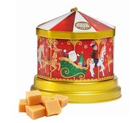 Christmas Musical Carousel with Fudge Sweets - Music Box Tin with Vanilla Fudge 150g Sweets with Topline Card for Stocking Fillers, Christmas Table Decoration, Secret Santa Gifts for Kids