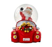 Christmas Musical Snow Globe Large 14cm - Santa in Car Driving - Water Spinner Celebright Red Large