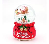 Christmas Musical Snow Globe Santa Sledging Elk Snow Globe Red Musical Boxes with Changing LED Lights Up Plays 8 Songs Christmas Figurines Decorations for Home Bedroom Desktop