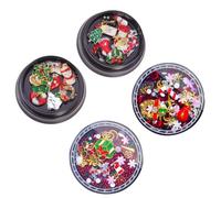 Christmas Nail Rhinestones 4 Boxes Alloy 3D Snowflake Santa Charm | DIY Nail Art Decoration, Classic Christmas Style, Fashion Appearance, Snowman Tree Shapes, Fine Workmanship