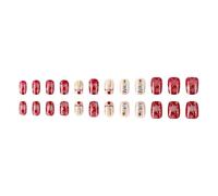 Christmas Nail Short Square False Nail Manicure for Busy Women Quick Apply