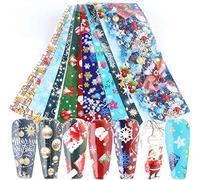 Christmas Nail Stickers - 10 Sheets Foil Transfers With Snowflake, Snowmen, Santa, Tree, Elk Decals for DIY Art Tips, Manicure Wraps and Decoration