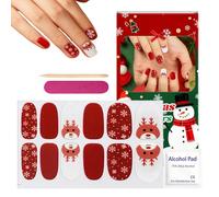 Christmas Nail Stickers - 12 Pieces Glitter Beauty Decorations Snowflake and Elk Gel Stickers for Women with File and Stick | For Holiday Winter Home Party