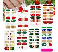 Christmas Nail Wraps - 8 Sheets Christmas Nail Stickers Full Wraps Self-Adhesive - Santa Claus, Reindeers, Xmas Tree Nails Stickers Decals with Nails File for Women Girls Manicure Design