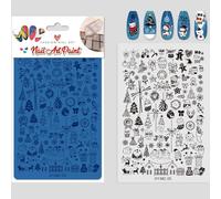 Christmas Nails Art Stencil Set Metal Etching Plate For Precise Holiday Pattern Application Reindeer Christmas Tree Nail Template