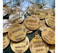 Christmas Names of Jesus Christ Ornament,Nativity Wood Ornaments Religious Names of God Hanging Ornaments,Christmas Tree Ornament Set with Savior Names for Home Kitchen Decor (25pcs A)