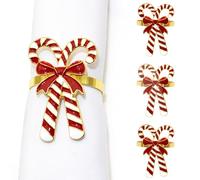Christmas Napkin Ring,4pcs Metal Candy Cane Napkin Holders for Birthday Party Christmas Wedding Dinning Table Decoration