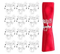 Christmas Napkin Rings - 12 Pcs Silver Reindeer Holders, 6 CM Elk Buckle for Table Decoration, Thanksgiving, Party, Wedding
