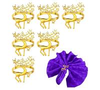 Christmas Napkin Rings,6 Pcs Gold Reindeer Design Christmas Dinner Table Decorations,Alloy Napkin Ring Holder,Household Napkin Buckle,for Table Decor, Wedding, Xmas, Party Dinner, Thanksgiving