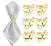 Christmas Napkin Rings,6PCS Gold Reindeer Napkin Pumpkin Rings,Dinner Buckle Holder,Serviette Holder Buckles for Dining Table Decorations Wedding Birthday Holiday Party,Family Gatherings Decor