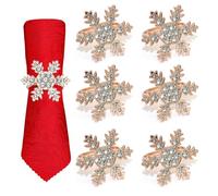 Christmas Napkin Rings Set, 6PCS Xmas Napkin Rings Sparkling Metallic Serviette Ring Holder for Christmas Party Dinner Table Decor Supplies (Rose Gold)