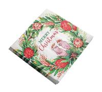 Christmas Napkins, 20x Christmas Party Decorative Napkins | Holiday Paper Napkins 6.5x6.5 Inch, Hand Paper Towels, Red And Green Wreath, Guest Napkins