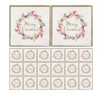 Christmas Napkins - 20x Merry Christmas Berry Wreath Design, 2 Ply Holiday Beverage Towels, Soft Absorbent Paper Material, Party Supplies for Holiday Lunch Dinner Table Decorations Family Gathering