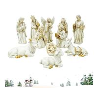 Christmas Nativity 11-Piece - Indoor Holiday Figurine Set, Religious Ornament Display, Lifelike Design Feature, Festive Decoration for Kids, Home, Yard, Church, Lawn, Holiday Celebration