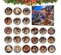 Christmas Nativity Advent | 24 Days Holy Family Jesus Born Ornaments Countdown Calendar - Nativity Scene 2D Acrylic Charm for Home Christmas Tree Car Christian Church Religious Decor