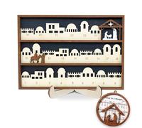 Christmas Nativity Advent Countdown Calendar 2024 Christ Centered Day Until Xmas Wooden Decor Jesus Religious Holiday Sign Christian Gift Decorations Wall Hanging Table Home Welcome Door