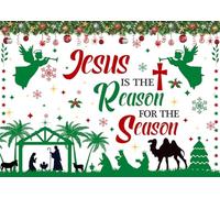 Christmas Nativity Backdrop Jesus is The Reason for The Season Backdrop Xmas Photography Background Banner Winter Holiday Religious Party Decorations (6x4FT)
