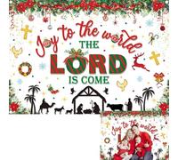 Christmas Nativity Backdrop Joy to The World The Lord is Come Photography Background Christian Xmas Religious Christmas O Holy Night Party Decorations Banner Booth Props (8x6FT(2.4m x 1.8m))