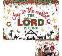 Christmas Nativity Backdrop Joy to The World The Lord is Come Photography Background Christian Xmas Religious Christmas O Holy Night Party Decorations Banner Booth Props (7x5FT(2.1m x 1.5m))