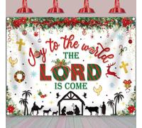 Christmas Nativity Backdrop Joy to The World The Lord is Come Photography Background Christian Xmas Religious Christmas O Holy Night Party Decorations Banner Booth Props (10x8FT(3.0m x 2.4m))