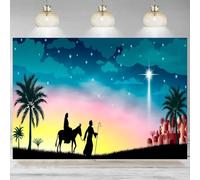 Christmas Nativity Backdrop Three Wise Kings Desert Camel Epiphany Holy Night Manger Photographic Background Party Banner 240X180cm