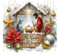 Christmas Nativity Counted Cross Stitch Kit 14CT, Traditional Religious Christian Needlework Set for Adults, DIY Heirloom Project for Festive Home Decor (40x40cm)