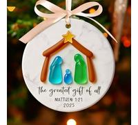 Christmas Nativity Decoration, Christian Nativity Scene Decorations for Tree, Religious Christmas Ornament with Holy Family, for Home/Church/Community Center (C)