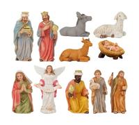 Christmas Nativity Figurines - Handcrafted Resin, Holiday Manger Display, Christian Religious Miniatures, Family Decor Indoor Outdoor Spaces | Living Room Bedroom Offices Party School