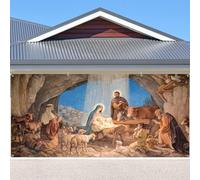 Christmas Nativity Garage Door Cover 7x16ft Christmas Garage Door Banner Decorations Birth of Jesus Nativity Religious Backdrop for Xmas Party Decorations Supplies