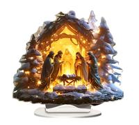 Christmas Nativity, Jesus Birth Nativity Set Home Decoration, 20cm/7.8inch Manger Nativity Ornament Sets,Acrylic Christmas Nativity Decoration For Home,Crafts Accessories