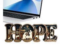 Christmas Nativity Lamp - 3D Wooden Hope Letters, Jesus Christmas Decor with Warm Glow, Festive Holiday Decoration for Birthday Party Offices Home Room Desk Bedroom Mantel Dormitory Celebration