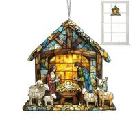Christmas Nativity , Nativity for Window - Acrylic Festival Colorful Sun Catcher - Hand-painted Nativity Scene Craft Window Decor for a