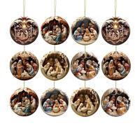 Christmas Nativity Ornament - 12-Piece Religious Christmas Tree Ornaments, Nativity Set | Decorative Christmas and Easter Home Decor, Inspirational Holiday Ornaments for Tree and Mantel Display