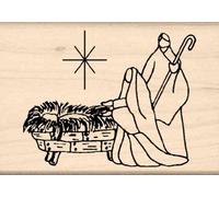 Christmas Nativity Rubber Stamp - 1-3/4 inches x 2-1/2 inches