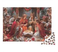 Christmas Nativity Scene 1000 Piece Jigsaw Puzzle, Colourful Xmas Crowd Celebration, Wall Decor, Educational Gift for Adults Men Women, 52x38cm/1000pcs