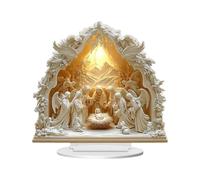 Christmas Nativity Scene | 2D Acrylic Jesus - Christmas Decorations Tabletop Nativity Scene - for Home Decor Christian Family Indoor Table Shelf Mantel Fireplace Bedroom Living Room Office Church