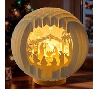 Christmas Nativity Scene Christmas Decoration Luminous Decorative Nativity Figures Christmas Decoration Nativity Figures Lamp for Cutting Out Paper 3D Foldable Christmas Illuminated for Study Room