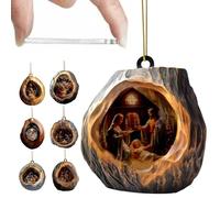Christmas Nativity Scene Christmas Tree Decoration, Two-Dimensional Acrylic Christmas Decoration for the Tree, 7-Piece Religious Pendant Set for Home Decorators, Event Planner, Party Organisers