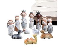 Christmas Nativity Scene Complete Set | Religious Nativity Figure The Holy Family Made of Resin | Resin Craft Statue Nativity Scene for Indoor Spaces, for the Table Top The Desk Desktop