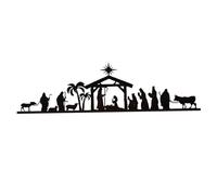 Christmas Nativity Scene Decor Christmas Decoration 13.8x3.3 Inch Xmas Nativity Set with Wooden Base Black Metal Nativity Ornament for Christmas Table Decor Type 2