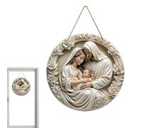 Christmas Nativity Scene Decorations - Round Festive Sign Decoration for the Birth of Jesus for Wall Window Living Room Front Door