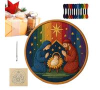 Christmas Nativity Scene Embroidery Kit - Handmade Craft Set for Adults, Christmas Wall Stockings Decoration | Autumn Halloween DIY Sewing Project Home Bedroom From Supplies