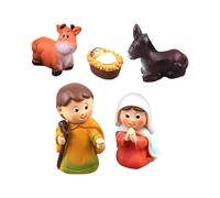 Christmas Nativity Scene Figurines | Set Of 5 Christmas Nativity Ornaments Table Set | Nativity Miniatures Statue For Mantle Shelf Centerpieces Decorations Religious Holiday Supplies