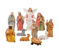 Christmas Nativity Scene - Hand Painted Resin Figures, Traditional Creche Display, Detailed Biblical Sculpture, Holy Family Arrangement Depicting Sacred Birth and Peaceful Manger Setting | Classic
